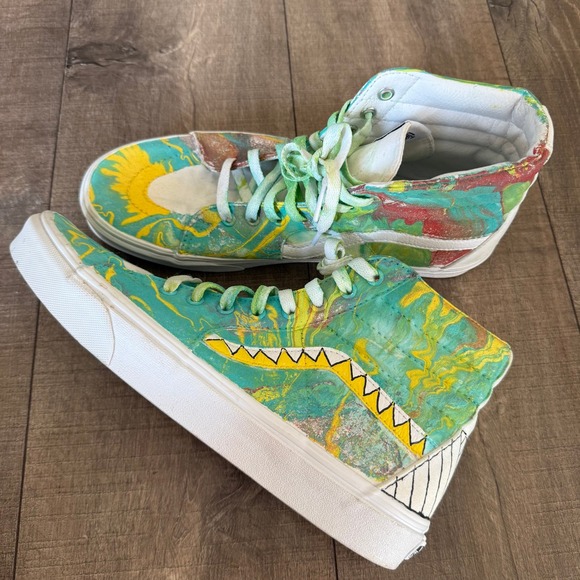 Vans High Top Skate Shoes‎ Custom Painted Unique Design Mens Size 10.5 - Picture 1 of 14